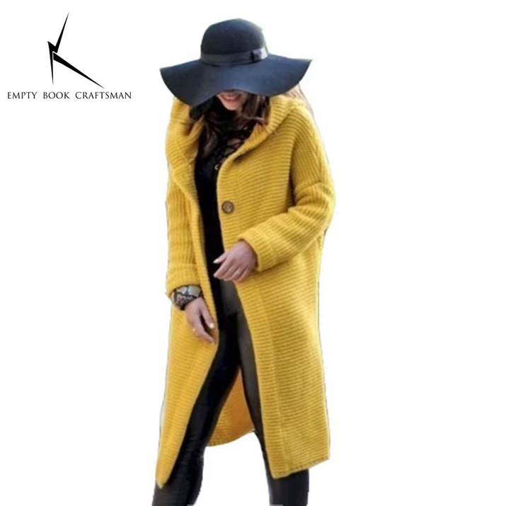 New Cashmere Cardigan in Autumn and Winter Women'Sloose Long Sleeve Sweater Solid Color Knitted Long Thickened Top