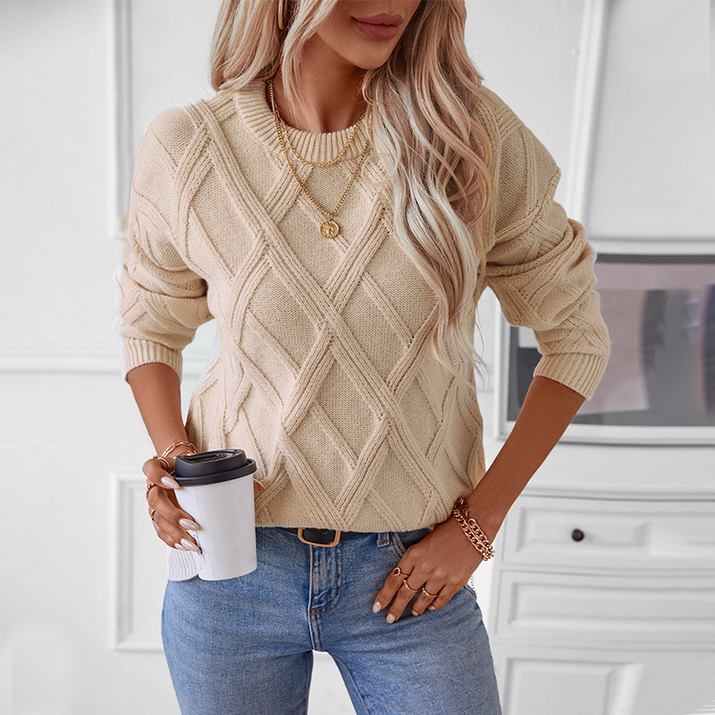 Diamond Pullover Women'S Loose round Neck