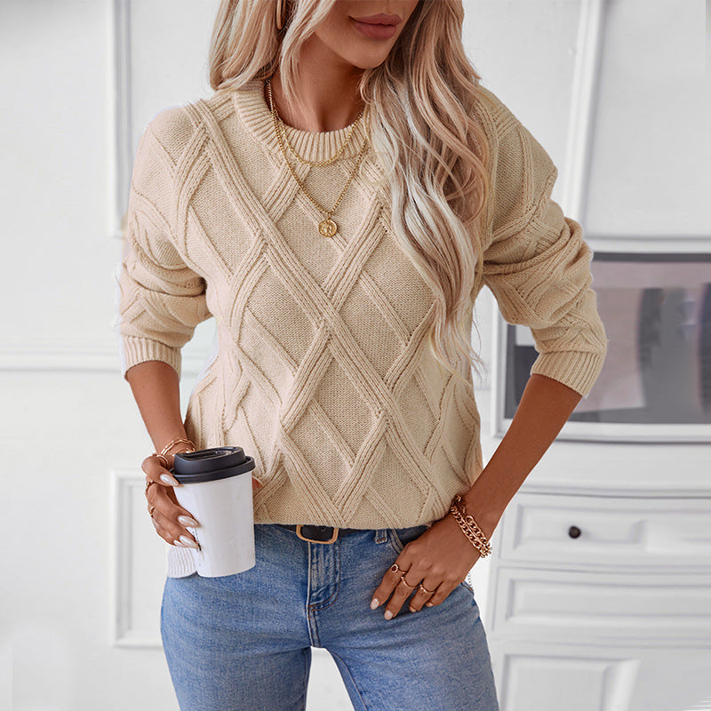 Diamond Pullover Women'S Loose round Neck