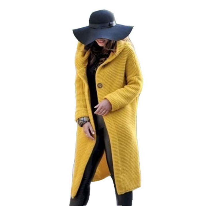 New Cashmere Cardigan in Autumn and Winter Women'Sloose Long Sleeve Sweater Solid Color Knitted Long Thickened Top