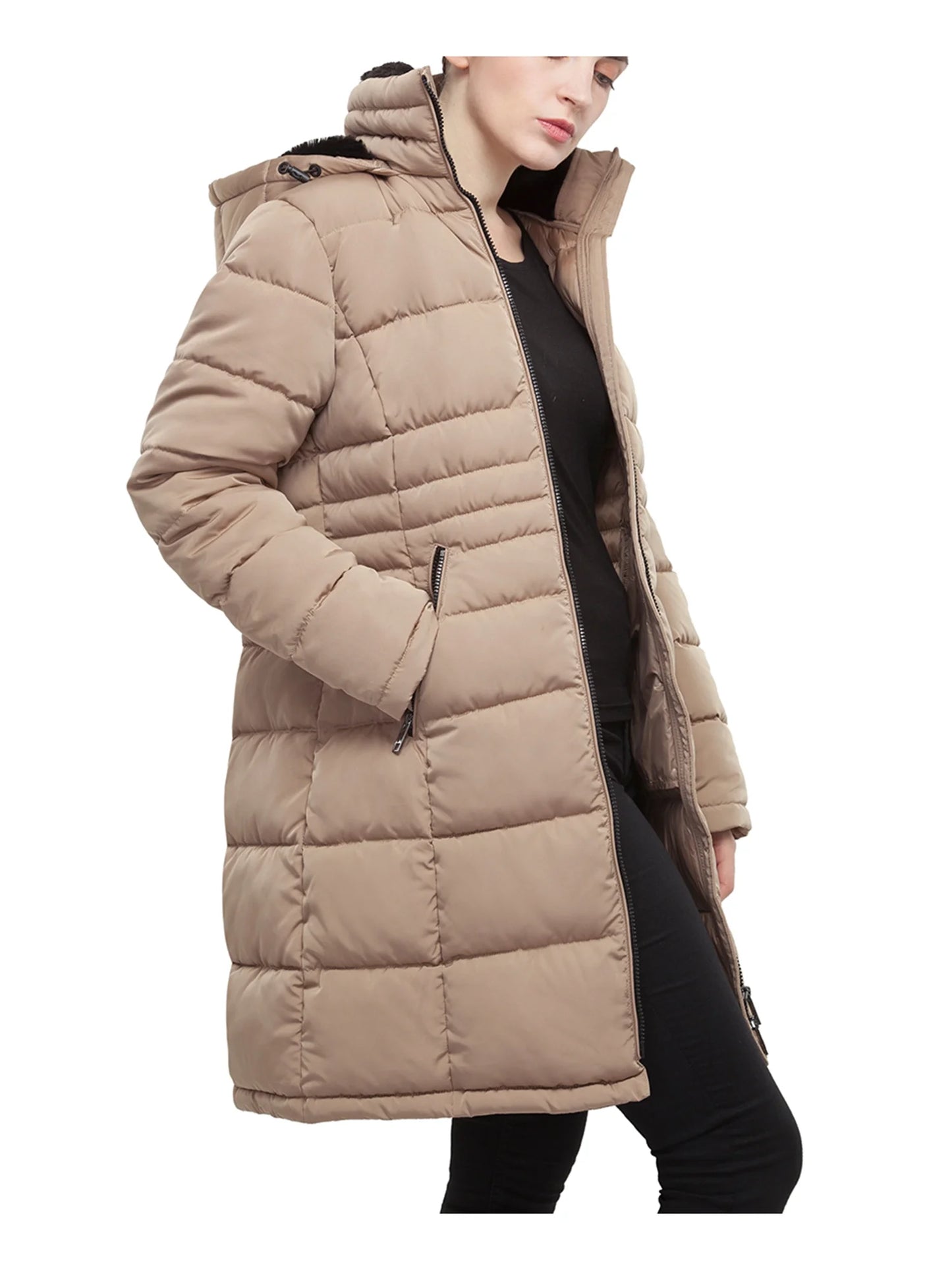 Women'S Heavy Long Winter Coat with Fleece Hood Parka Jacket