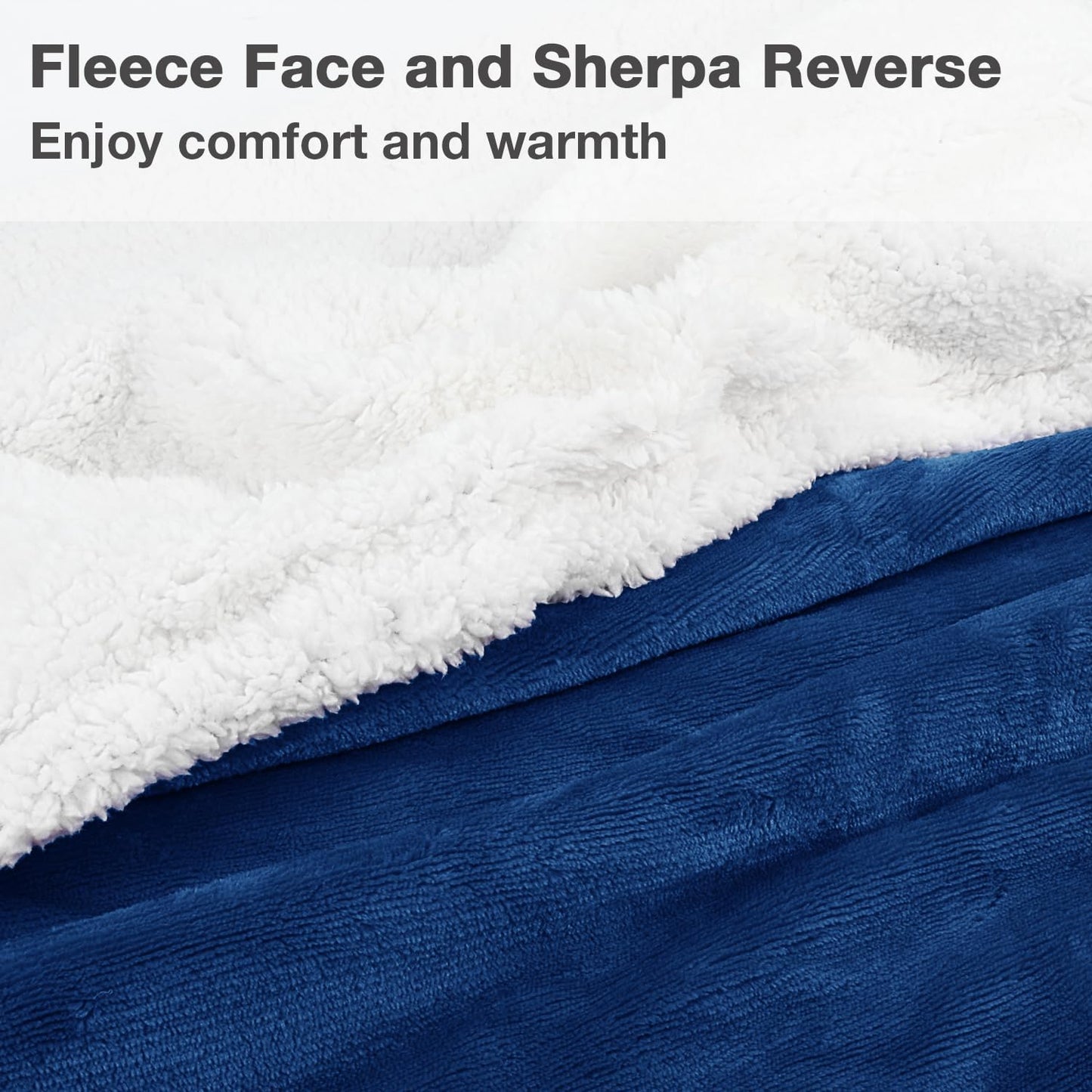 Sherpa Wearable Blanket with Sleeves & Foot Pockets for Adult Women Men, Comfy Snuggle Wrap Sleeved Throw Blanket Robe, Gift Idea, Blue