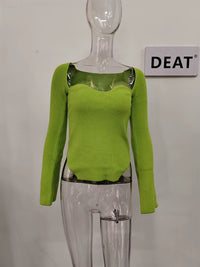 2024 New Autumn and Fit Fashion Women Clothes Cashmere Sqaure Collar Full Sleeves Elastic High Waist Sexy Pullover WK080